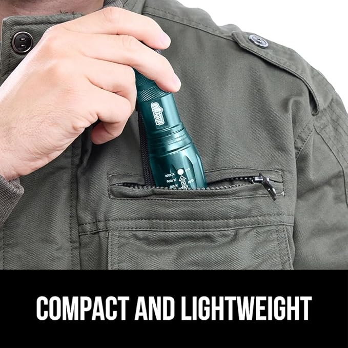 GORILLA GRIP Powerful LED Tactical Flashlight, 750 FT High Lumens 5 Adjustable Modes, Water Resistant, Ultra Bright Zoom Flashlights, Small Mini Flash Light, Camping, Night Dog Walking, 2 Pack Teal