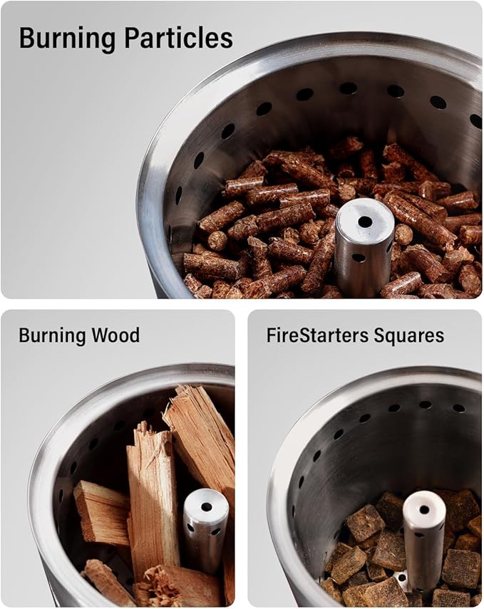 YEFU Tabletop Fire Pit 9.7 x 7.1 in, Flame Intensity Control Camping Stove for Outdoor & Patio, Fueled by Pellets or Wood, Safe Burning Table Top Firepit, with Travel Bag & 2 Mini Sticks, Red