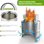 MEETSUN Portable Mini Wood Burning Stove with Grill,Camping Stove Lightweight,Foldable Stainless Steel Backpacking Camping Stove,Solid Alcohol Survival Stove for Camping Hiking Emergency Outdoor
