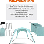 Pop ’N Go® Beach Canopy – Windproof, Beach Tent with Quick Setup, UV Shade, Lightweight & Portable Design – Perfect for Beach Days, Outdoor Play, Camping & Family Adventures (Sweet Mint)