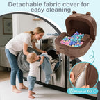 Toddler Travel Bed,Foldable&Portable Baby Cot for Kids with Removable Pillow,200GSM Dutch Fleece &28D High-Density Sponge,Bear-Shaped 2-in-1Design for Naps,Lounger,and Little Sofa at Home or Travel