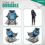 SUNNYFEEL Oversized Rocking Camping Chair, Fully Padded Patio Chair with Side Pocket, High Back Portable Lawn Recliner with Headrest, Outdoor Camp Rocker Chairs for Adults Heavy Duty 500 LBS Carry Bag