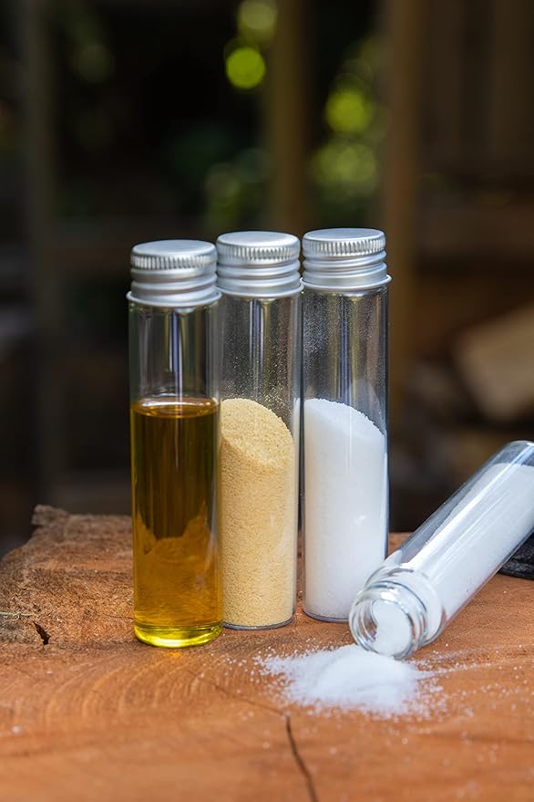 BLEEKER & RÖWE Bushcraft Camping Spice Kit Portable with Glass Jars, Funnel and Carabiner Great for Backpack and Travel Glamping Camping Gifts