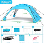 Beach Tent Sun Shelter for 6-8 Person, Beach Sun Shelter with UPF50+ UV Protection, Lightweight and Easy Setup Beach Canopy, Portable Shade Tent for Beach Camping Fishing