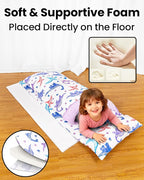 Primlect Toddler Thickened Foam Nap Mat with Pillow, Extra Large 55"x35", Soft, Supportive Sleeping Bag with Detachable, Washable Cover, for Sleepover, Home, Travel, Boys and Girls