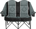 Oversized USLCamping Chair - 2 Person Portable Folding Outdoor Loveseat Heavy Duty Lawn Chairs for Adults with Padded Cushion & Dual Cup Holders, Supports 660LBS for Camping，Sports，Picnic (Grey)