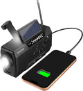 FosPower NOAA Emergency Weather Radio A1 7400mWh Portable Power Bank, AM/FM, USB/Solar/Hand Crank Charging, Battery Operated, SOS Alarm & Flashlight for Indoor/Outdoor Emergency - Black