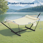Double Hammock with Stand - Heavy Duty Portable 2 Person Design with Adjustable Steel Stand, Max 450LBS, Ideal for Outdoor Patio, Garden, Beach & Backyard