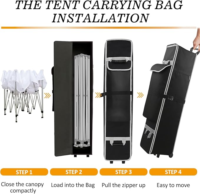10 x 10 x 52in Canopy Roller Bag for Pop Up Canopy Tent with Sturdy Handles and Pocket, Wheeled Storage Bag for 10 x 10 Canopy Tent, Tent Bag Replacement Part, 800D Waterproof Oxford Fabric