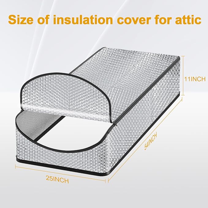 Attic Stairway Insulation Cover - Premium Energy Saving Attic Stairs Door Ladder Insulator Pull Down Tent with Zipper 25 in x 54 in x 11In (Attic Cover + Installation Tool)