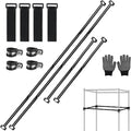 Heavy-Duty Grow Tent Mounting Bars, Durable Side Support Pole with Non-Slip Hook and Loop Straps for Indoor Grow Tents to Prevent Wall Suction (2 * 4’)