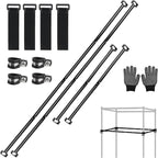 Heavy-Duty Grow Tent Mounting Bars, Durable Side Support Pole with Non-Slip Hook and Loop Straps for Indoor Grow Tents to Prevent Wall Suction (2 * 4’)