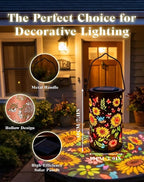 Colorful Sunflower Glow Solar Garden Lantern - 2026 Weather-Ready Sunflower Lantern for Every Season, IP65 Waterproof Metal Outdoor Hanging Light for Patio, Garden, Yard, Pathway (2PCS)