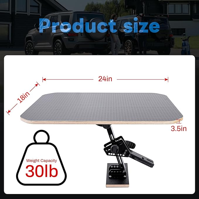 Tailgate Table for SUV, Truck & Van – Heavy-Duty Foldable Car Camping Table, Quick Clamp Mount, Portable Aluminum Tailgate Platform for Overlanding, Road Trips & Outdoor Cooking | for Cars, Vans, SUVs, Outdoor, for Camping, Road Trips