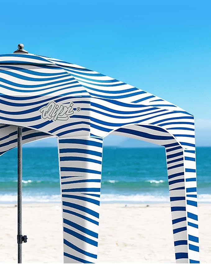 Qipi Beach Cabana - Easy to Set Up Canopy, Waterproof, Portable 6' x 6' Beach Shelter, Included Side Wall, Shade with UPF 50+ UV Protection, Ultimate Sun Umbrella - for Kids, Family & Friends