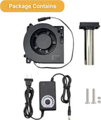 120mm x 32mm BBQ Air Mover Inflatable Small Blower Fireplace Fan, with Metal Duct, AC 100V-240V Variable Speed Centrifugal Fan, for Camping,Waste Oil Furnace, Outdoor Cooking (120x32mm)