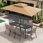 Crestlive Products Set of 4 Patio Folding Chairs 4-Pack Dining Chairs Outdoor Portable Sling with Armrest for Camping, Beach, Garden, Pool, Backyard, Deck (Brown)