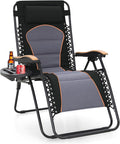 Sophia & William Oversized XXL Zero Gravity Chair Padded, Folding Lounge Chair Outdoor Gravity Chair with Wide Armrest and Cup Holder, Support 400 LBS, Black