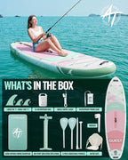 10'6''x33''Inflatable Stand Up Paddle Board, 400lbs Extra Wide Stand Up Paddleboard with Kayak Seat, Anti-Slip EVA Deck Premium SUP Accessories Kit, Non-Slip Stable Deck Boat for Yoga Fishing Surf