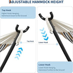 GarveeLife Double 2 Person Hammock, Indoor Outdoor Standing Hammock with Space Saving Steel Stand, Carry Bag, 450 LBS Weight Capacity, Suitable for Garden Camping Beach, Coffee