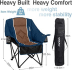 Oversized Camping Chair for Adults - Heavy Duty 400 lbs Padded Folding Chair with Wine Glass Holder, 2 Cup Holders & Side Pockets, Portable Carry Bag for RV, Tailgating, Lawn