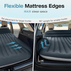 SUV Air Mattress, Double-Sided Thick Flocked Car Air Mattress with Built-in Pump & Pillow, Complete Sleeping Accessories for Auto Camping & Road Trips（Dark Gray）