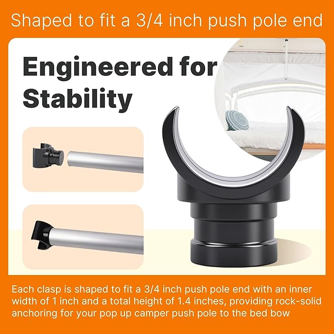 2 Pack Pop Up Camper Support Clasp – Heavy-Duty ABS Tent Pole End Connector for RV Coleman Fleetwood 4757-4301 – Weather-Resistant Pop Up Camper Support & Accessories