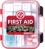 400 Piece First Aid Kit - Organized Dual-Layer Wall-Mountable Hard Case Medical Kit for Home, Car, Camping, Travel, Hiking, Truck, Office, Sports, Vehicle & Outdoor Emergencies