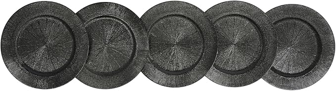 100 PCS Charger Plates Bulk, 13 Inch Decorative Round Dinner Plates, Plastic Dinner Chargers Bulk Serving Plate for Birthday Parties, Holidays, Weddings (Black)