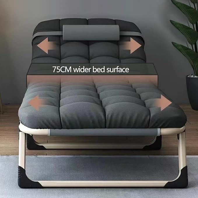 Portable Bed for Adults with Mattress Sleeping Cots for Adults Portable Folding Bed Cot Lounge Chair for Beach Lawn Camping Pool Sun Tanning(194 * 68 * 27cm)
