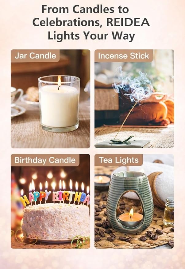 REIDEA Electric Lighter S4 Candle Lighter USB Rechargeable with Safety Switch, Flameless Portable Fast Heat Windproof Plasma Electronic Lighters, Perfect for Home Cooking BBQ Camping Stove Fireworks