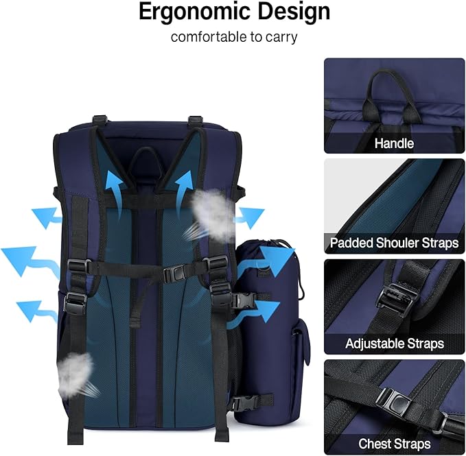Hanke Backpack Cooler, 40 Cans Soft Leak Proof Picnic Backpack, Portable 2 Insulated Compartments Cooler Backpack Water Resistant for Lunch Beach Travel Camping Picnic Hiking,Blue