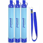 Purewell Outdoor Water Personal Water Filtration Straw Emergency Survival Gear Water Purifier for Camping Hiking Climbing Backpacking(3pcs)