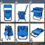 Jerify 2 Pcs Fishing Chair with Cooler Bag Multi-Function Foldable Compact Fishing Stool Hunting Chair Portable Backrest Stool with Folding Backpack for Finishing Camping Hunting Travel(Blue)