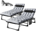 Barbella Folding Lounge Chair with Mattress, 4 Position Adjustable Folding Sleeping Bed Cot Patio Chaise Lounge Chairs Perfect for Sunbathing, Camping, Pool, Beach, Patio