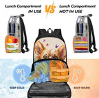 Corgi Floral Elementary Middle High Student Backpack All-In-One Laptop Backpack Computer Bag Meal Prep Backpack Cute Kids Dayback for Picnic Travel Camping Outdoor Casual