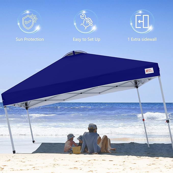 MASTERCANOPY Durable Pop-up Canopy Tent with 1 Sidewall (10'x10',Dark Blue)