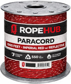 RopeHub 550 Paracord – 7 Strand Core Nylon Parachute Cord, 550 lb Test – Durable Utility Cord for Camping, Survival, DIY, Gear, Tents, Tarps – Multiple Colors & Lengths