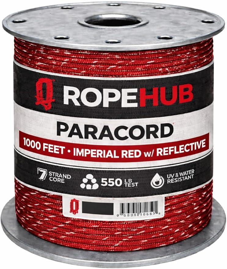 RopeHub 550 Paracord – 7 Strand Core Nylon Parachute Cord, 550 lb Test – Durable Utility Cord for Camping, Survival, DIY, Gear, Tents, Tarps – Multiple Colors & Lengths
