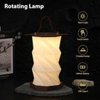 Ba sus Wooden Rotating Table Lamp, Warm Light Design with Leather Handle, Long Press Dimming Function, Built-in Battery & USB Rechargeable, Adjustable Heights for Bedroom, Living Room, Camping