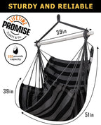 ADVOKAIR Hammock Chair Swing, Heavy-Duty Hanging Rope Swing Seat Supports 500 Lbs, Ideal for Outdoor Patio, Backyard, Porch, Deck & Indoor Bedroom Use