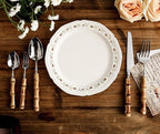 Bamboo Silverware Set for 6, Natural Flatware Cutlery Set Tableware Utensil Set Knives Forks Spoons, Dinnerware Sets for Christmas Party Kitchen Wedding Gifts 30-piece