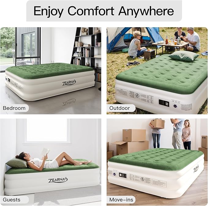 2025 Upgraded Queen Air Mattress with Built in Pump，18'' Comfort Blow up Mattress, Quiet Surface Portable Inflatable Mattress, Air Bed with Storage Bag for Guests, Home, Camping, 660 lbs Max
