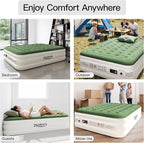 2025 Upgraded Queen Air Mattress with Built in Pump，18'' Comfort Blow up Mattress, Quiet Surface Portable Inflatable Mattress, Air Bed with Storage Bag for Guests, Home, Camping, 660 lbs Max