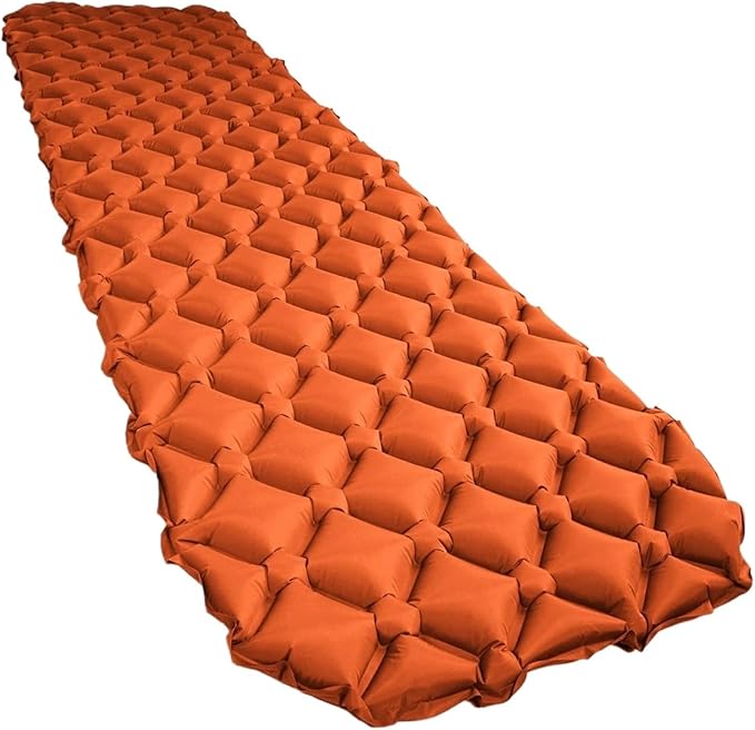 Single Self-Inflating Camping Sleeping Pad - Rapid Setup Ultralight Compact Air Mat for Hiking Travel Tent Outdoor(01Orange)