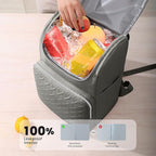 Cooler Backpack Insulated Leak Proof 33 Cans, Waterproof Hiking Backpack Cooler Soft Cooler Bag Lunch Backpack for Picnic Camping, Gray