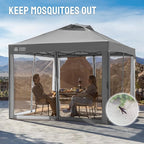CROWN SHADES Gazebo Mosquito Net for 10 x 10 Pop Up Canopy - Patio Gazebo Mesh Sidewall with Zipper for Outdoor Tent, Garden and Backyard (4 Packs, Grey)
