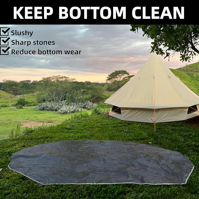 DANCHEL OUTDOOR B2 Portable Yurt with Stove Jack for Winter Camping, 4 Season Bell Tent Large Hot Tent 4/6 Person Family Camping Glamping Party 300D Oxford Khaki, 13ft/16.4ft