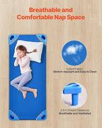 VEVOR Stackable Kiddie Cot, 6 Pack Portable Toddler Nap Cots, Standard Size 52" L x 23" W Daycare Cots for Kids, Preschool Classroom Daycare Beds for Sleeping, Resting, Naptime, Blue