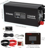 3500W Pure Sine Wave Inverter DC 12V to AC 120V, with Wireless LCD Remote Control, Hardwire Port, Fast USB, 30W Type-C for RV, Truck, Home, Camping, Upgraded from 3000 Watt Inverter